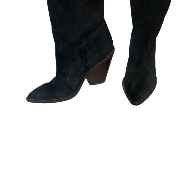 New Sam Edelman 6 M Indigo Pointed Toe Knee High Boot Womens Black Suede EUC - Picture 3 of 6